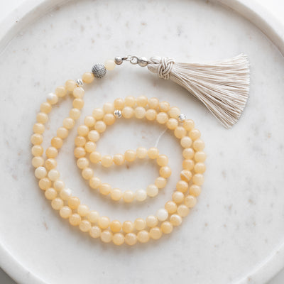 99 Prayer beads - Calcite Gemstone. All Seven Sajada Misbaha are made with cubic zirconia and sterling silver separators. The Tasbih are handmade in Turkey with big attention to details and quality.