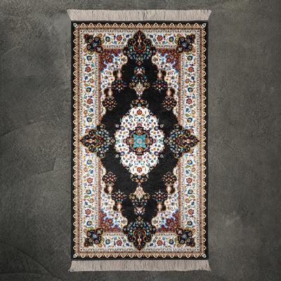 The Premium Blossom Prayer Mat in black color.  #color_black