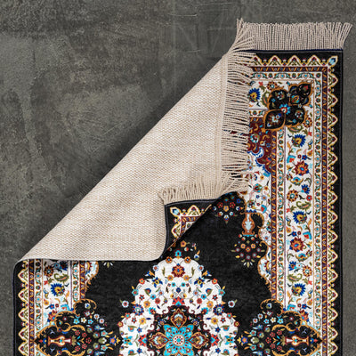 The Premium Blossom Prayer Mat in black color. #color_black