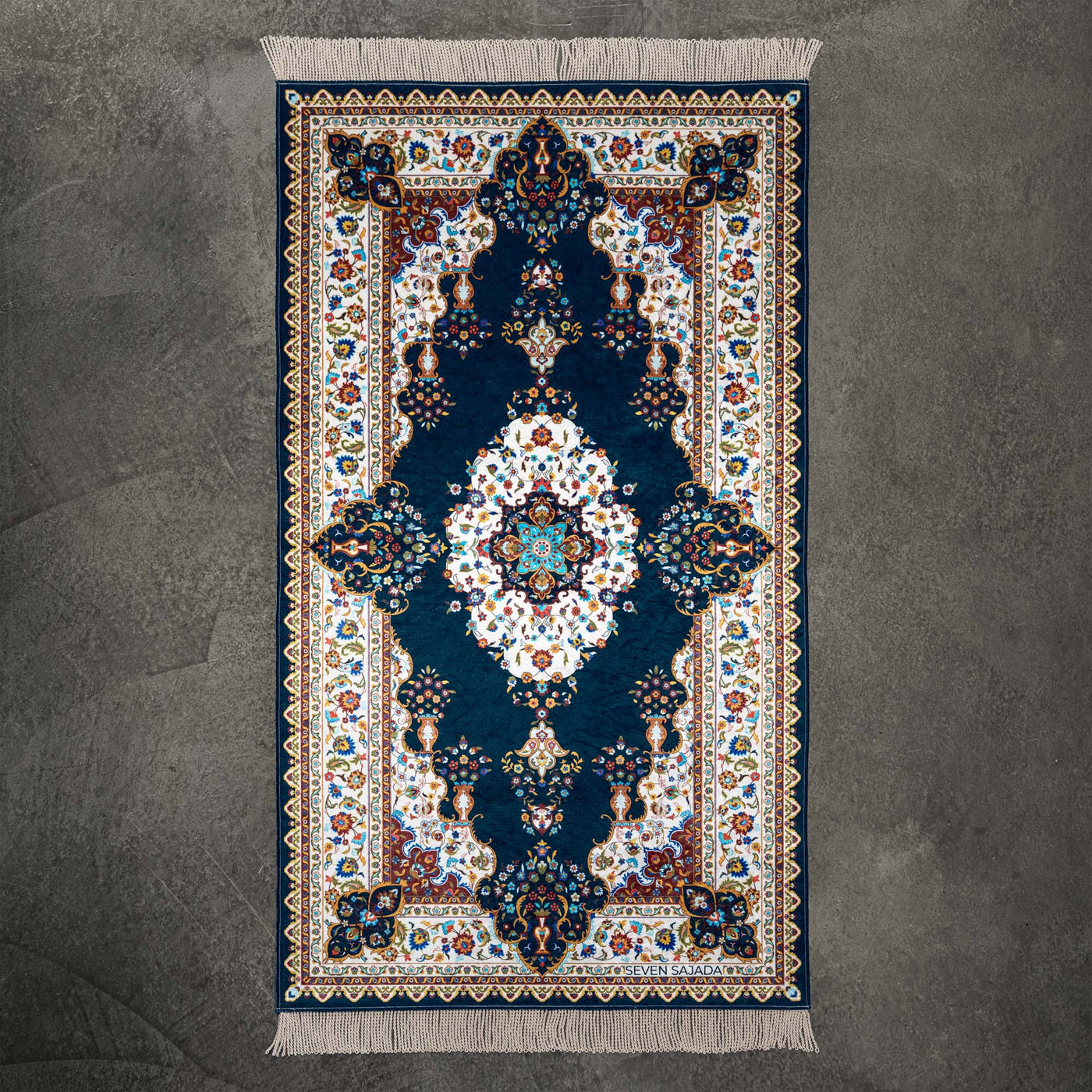 The Premium Blossom Prayer Mat in blue color.  #color_blue