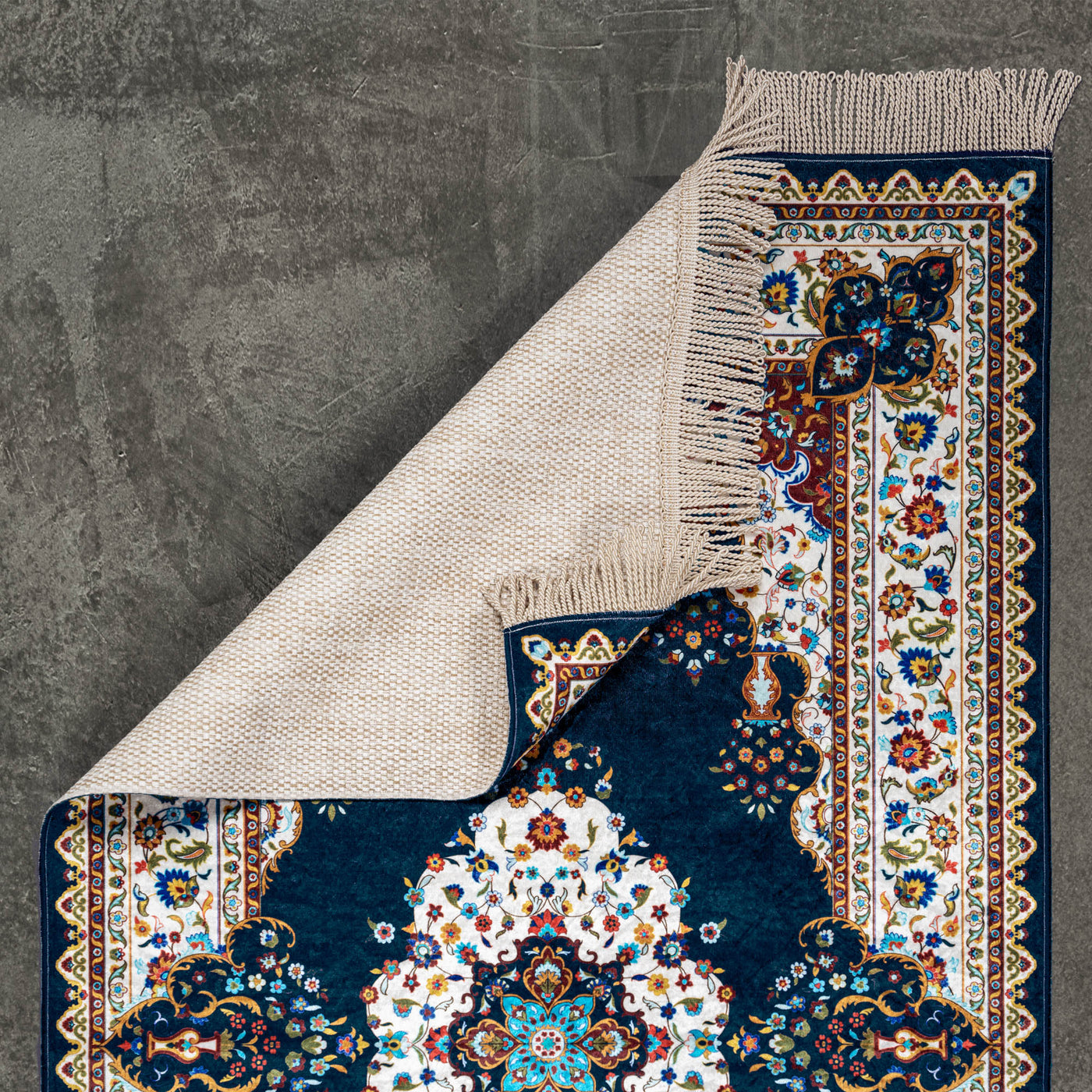 The Premium Blossom Prayer Mat in blue color.  #color_blue