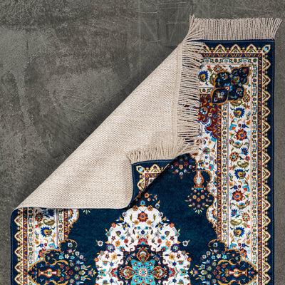 The Premium Blossom Prayer Mat in blue color.  #color_blue