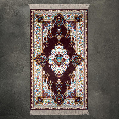 The Premium Blossom Prayer Mat in bordeaux color. #color_bordeaux