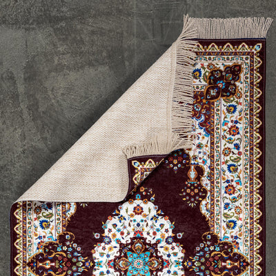 The Premium Blossom Prayer Mat in bordeaux color. #color_bordeaux