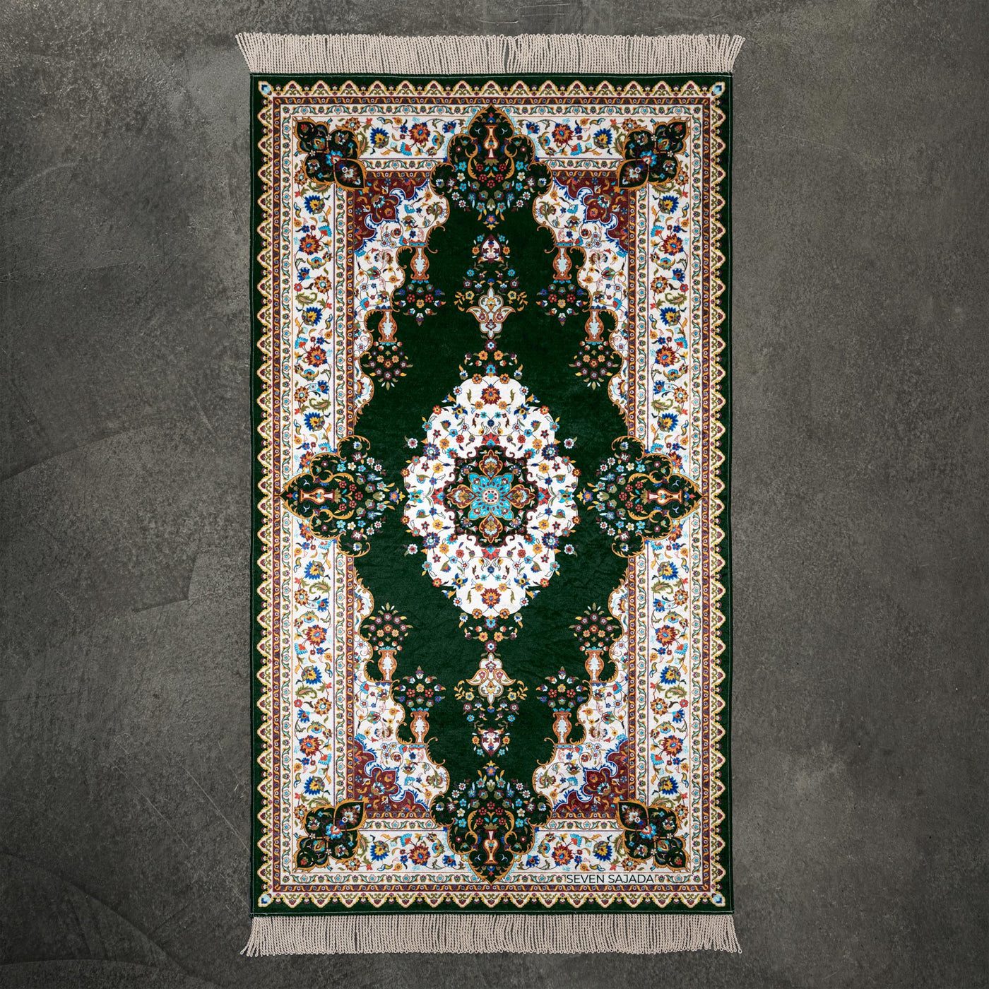 The Premium Blossom Prayer Mat in green color. #color_green