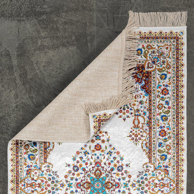 The Premium Blossom Prayer Mat in white color. #color_white