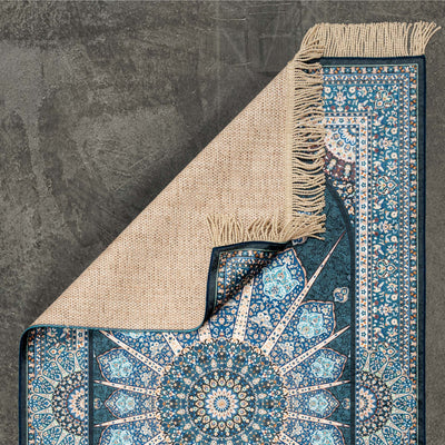 Premium Blue Eye Prayer Rug is a high-end quality Prayer Rug from Seven Sajada. The Premium Blue Eye Prayer Rug has very beautiful detailed pattern.